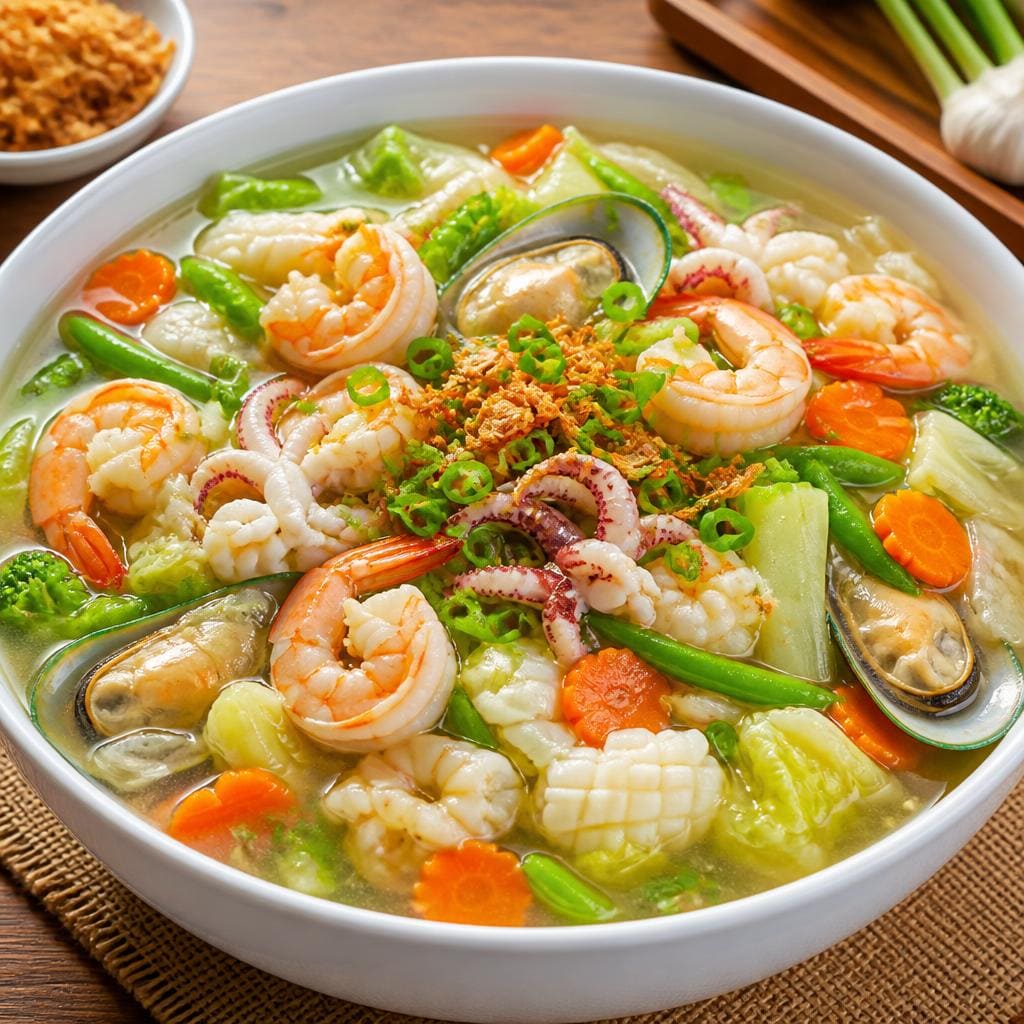 Bakmi Golek Capcay Kuah Seafood